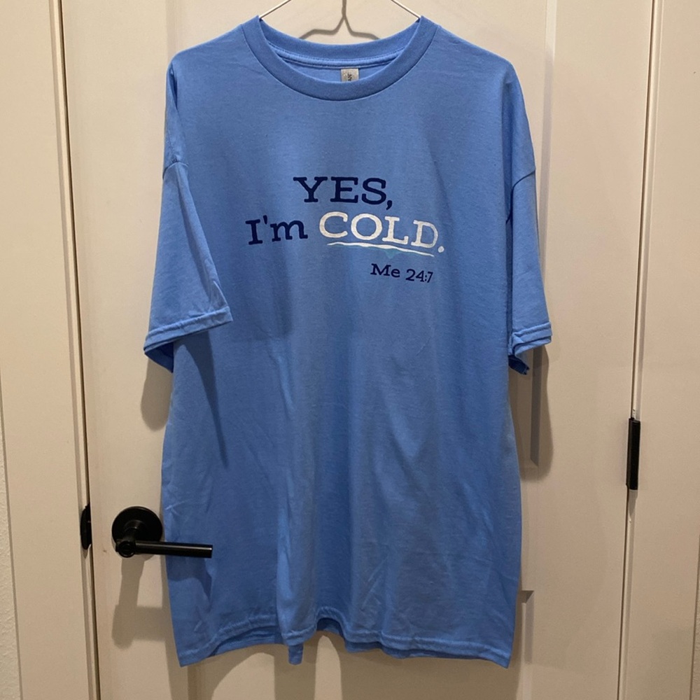 Gildan Men’s Short Sleeve Tee. Saying on front. X-Large.